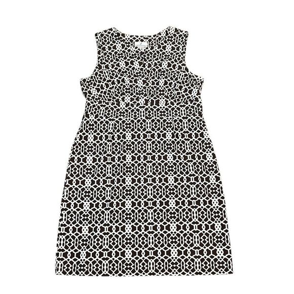J. McLaughlin Brown and White Patterned Sleeveless Sheath Dress, Size L - Picture 1 of 9